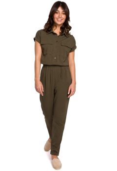 B223 Kombinezon safari z kieszeniami na przodzie - khaki