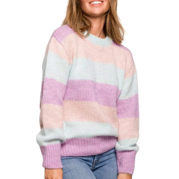 BK071 Sweter w pasy wielokolorowe - model 1 z wełną ❤