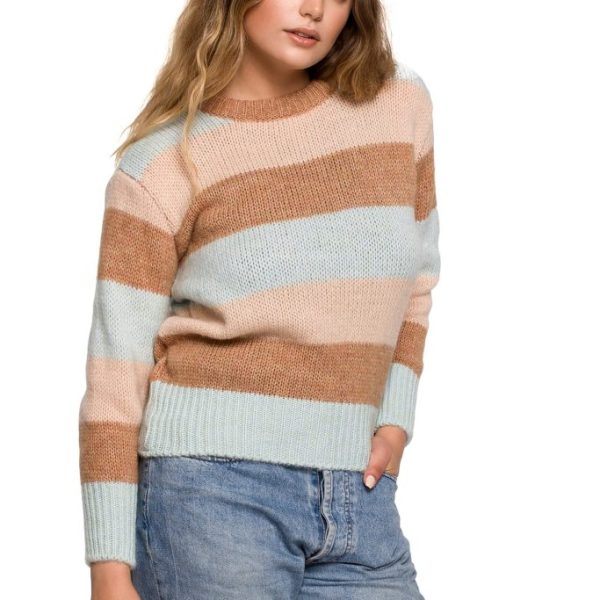 BK071 Sweter w pasy wielokolorowe - model 2 z wełną ❤