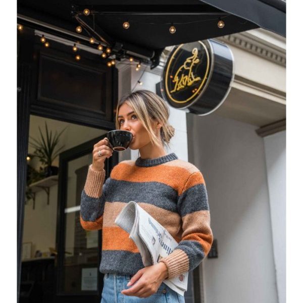 BK071 Sweter w pasy wielokolorowe - model 4 z wełną ❤