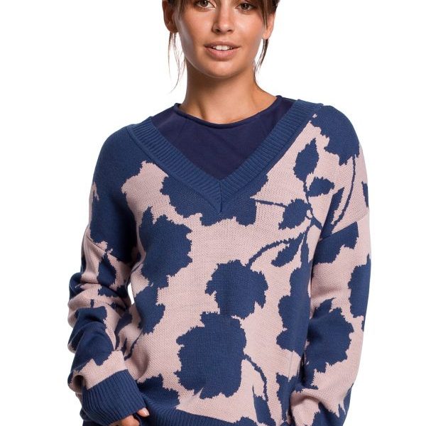 BK056 Sweter w kwiaty - model 2