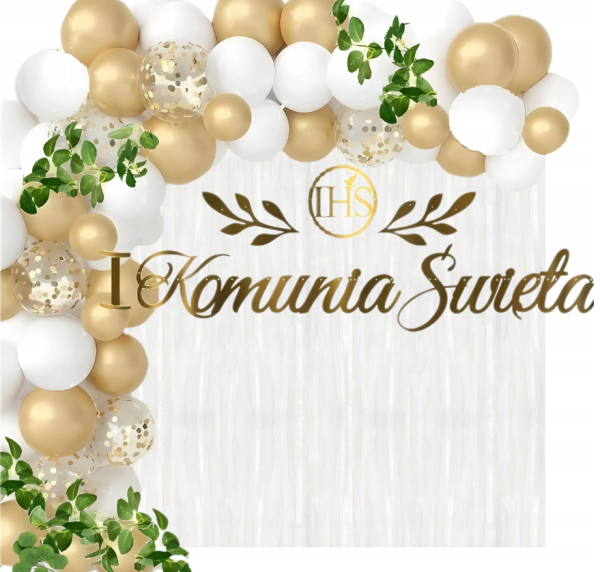Balony Komunia Dekoracja Komunijna biała